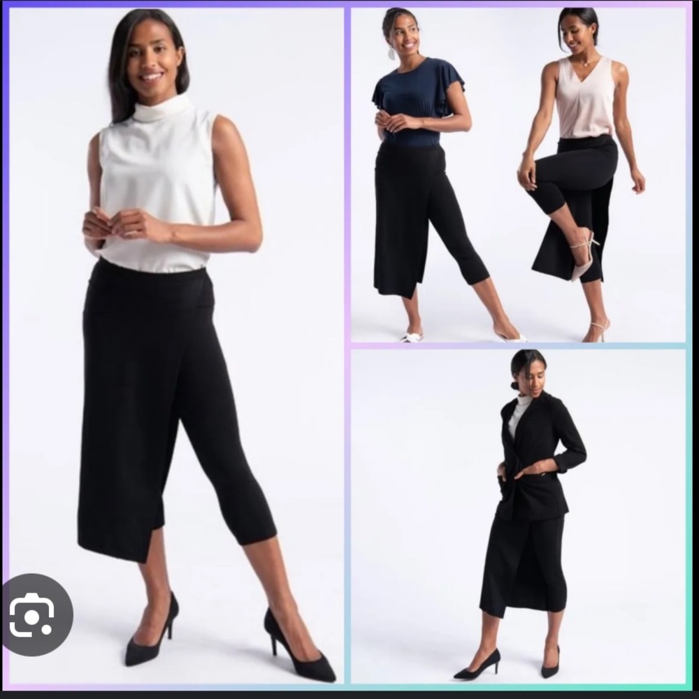 Betabrand w0813-bk Womens Sassiest Pants Black Capri Rayon Medium Petite